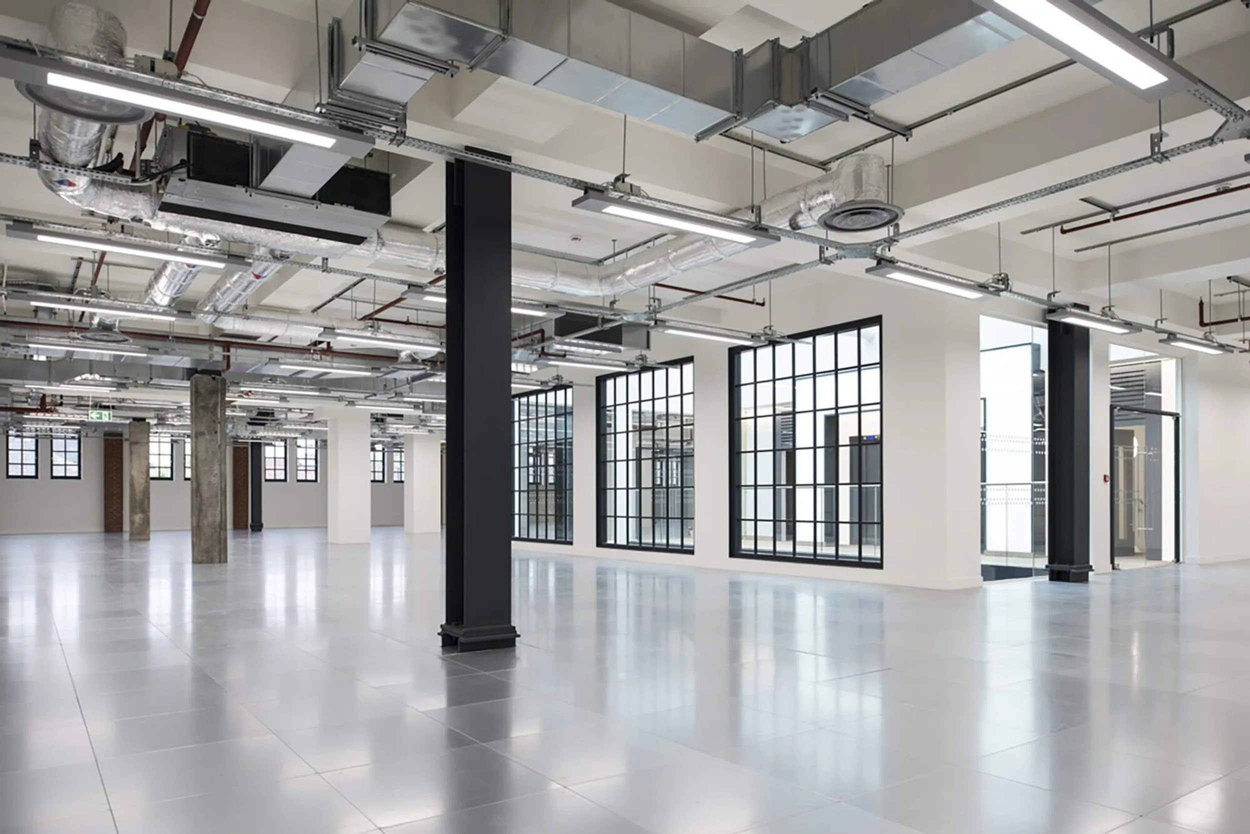an open plan and empty office space following a shell and core project