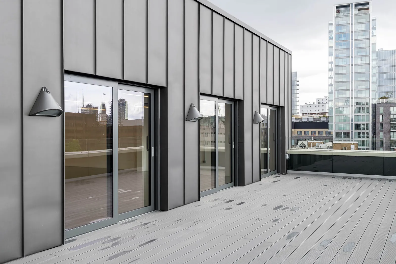 an external shell and core of the top floor of a building