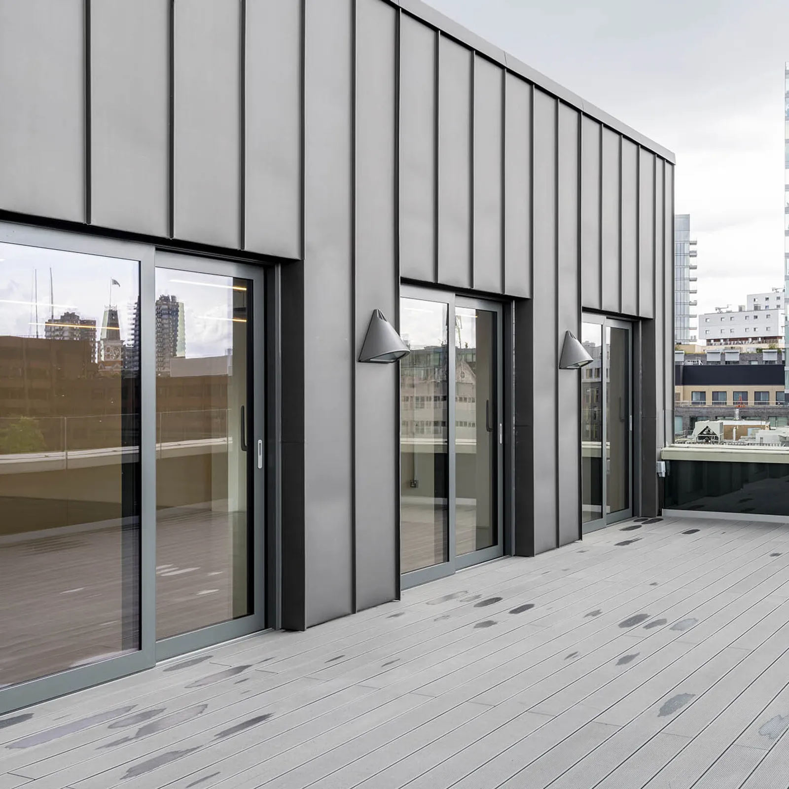 an external shell and core of the top floor of a building