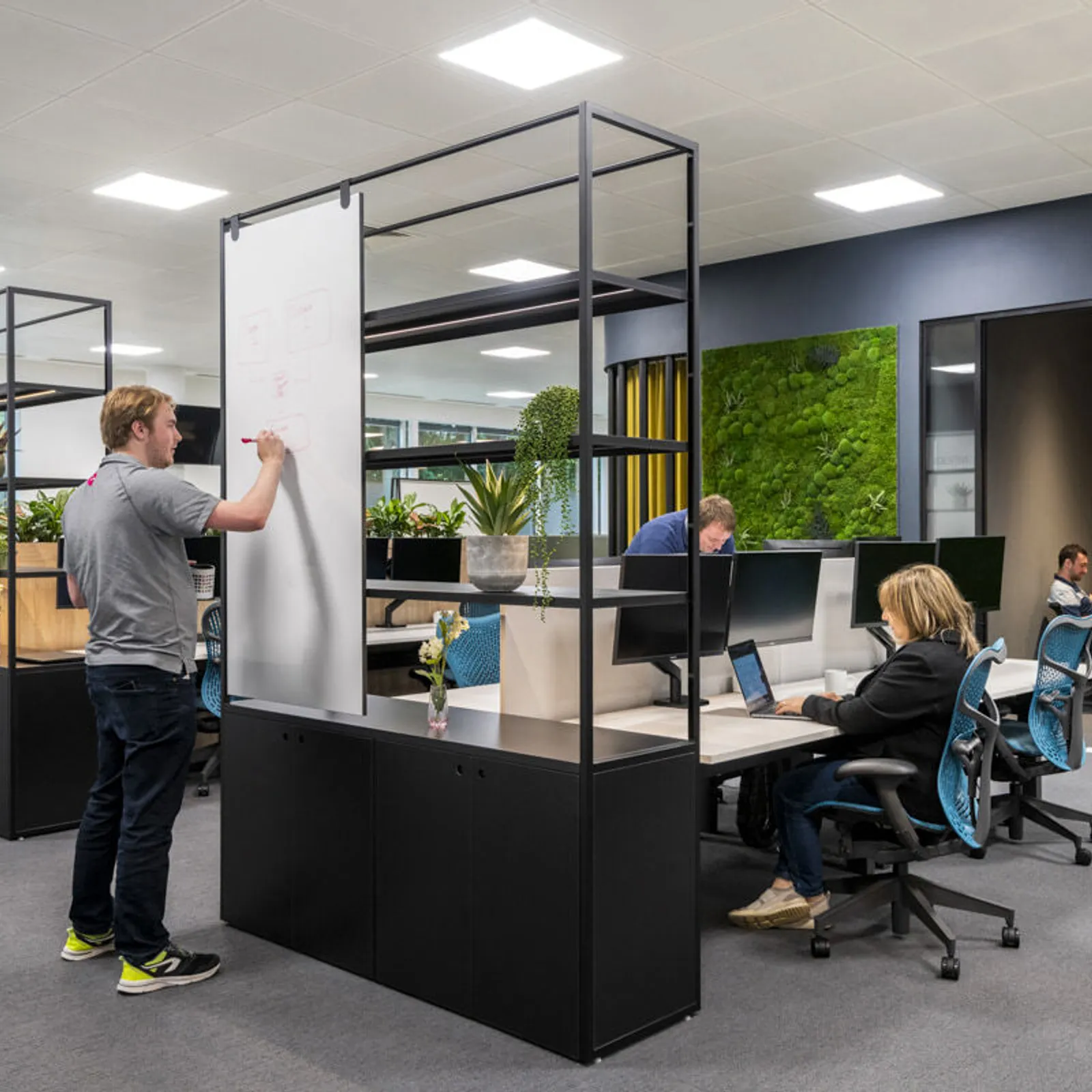 High tech modern office space with different work hubs